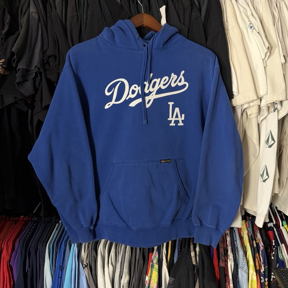 Volcom LA Dodgers Hoodie Men's Medium Blue Los Angeles Pullover Baseball MLB 00s